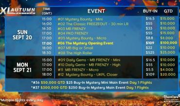 XL Autumn Series Complete Schedule