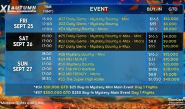 XL Autumn Series Complete Schedule